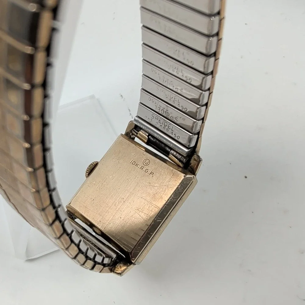 Vintage Elgin‎ Mens Square Watch 10K RGP Swiss Sub Second Mechanical Speidel